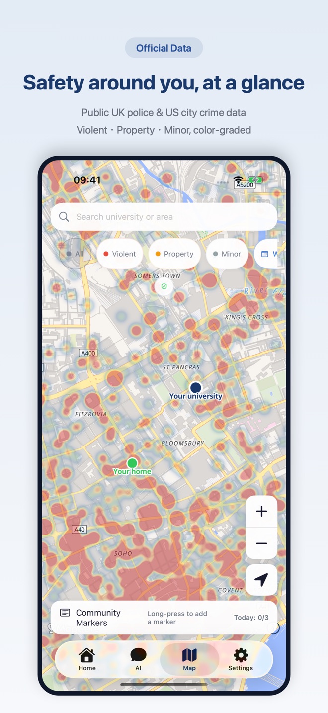 Interactive crime map around campus